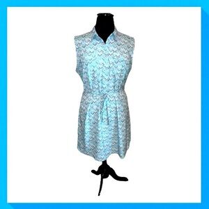 Eddie Bauer Departure Sleeveless Shirt Dress Size 2XL Blue Chevron Pattern